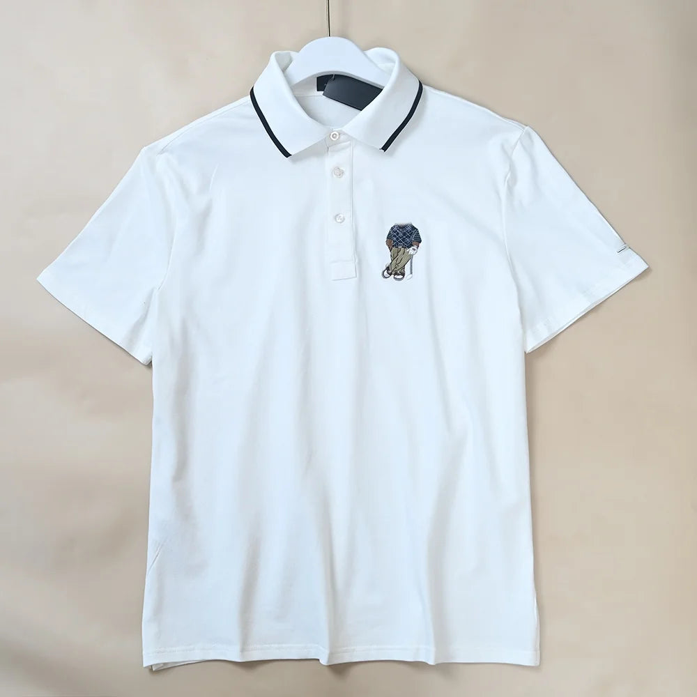 Men's  Shirt Short Sleeve Embroidered Pattern Breathable Standard Fit Summer New Style T-Shirt Male Model Clothing