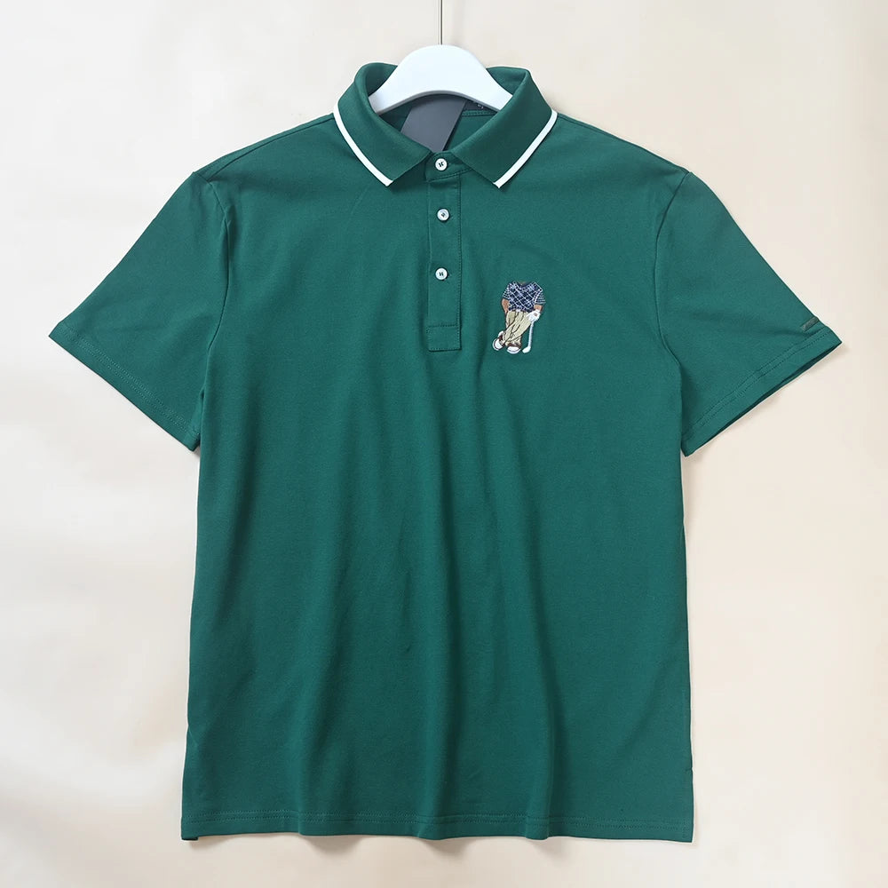 Men's  Shirt Short Sleeve Embroidered Pattern Breathable Standard Fit Summer New Style T-Shirt Male Model Clothing