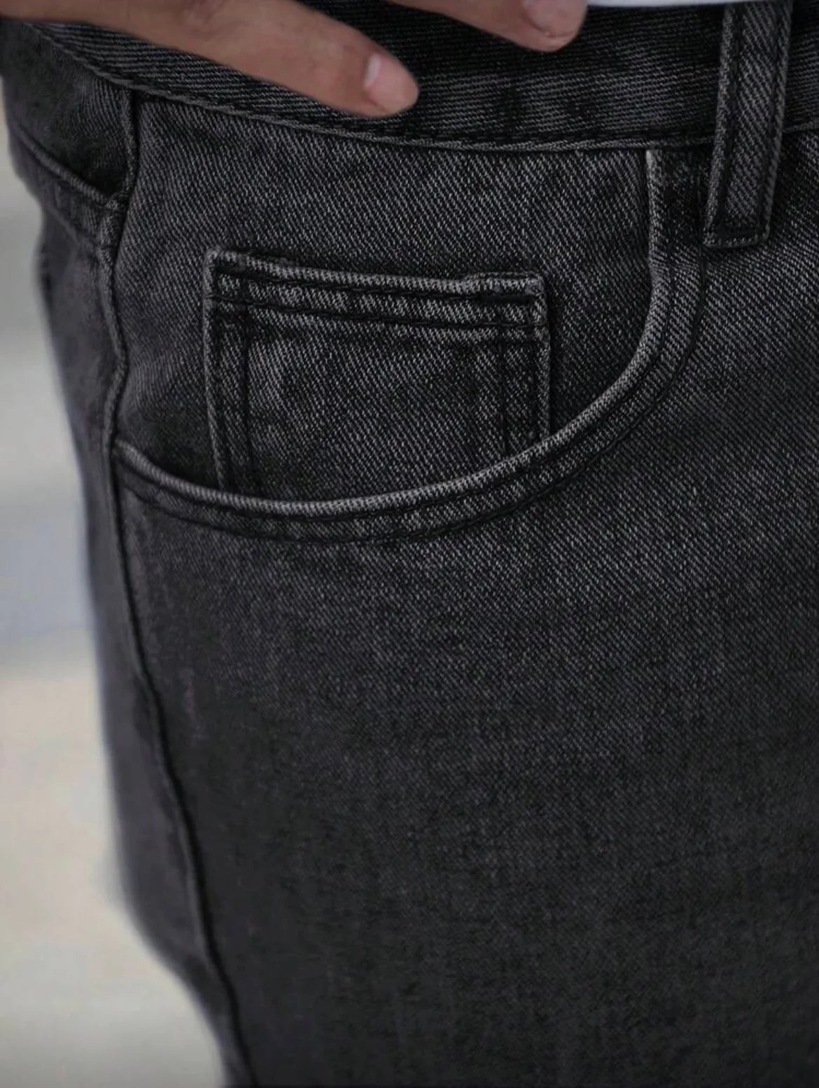 Men's Loose Straight Jeans, Vintage Dark Grey Washed, Casual Daily Wear, Comfortable & Versatile, All Sizes