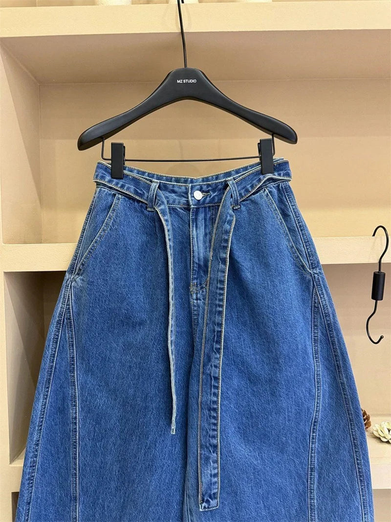 Women's Jeans Summer Autumn New High-end Casual High Waisted Straight Leg Wide Leg Pants Woman Seven or Eight Inch Denim Pants