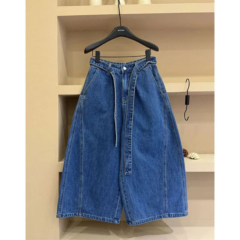 Women's Jeans Summer Autumn New High-end Casual High Waisted Straight Leg Wide Leg Pants Woman Seven or Eight Inch Denim Pants