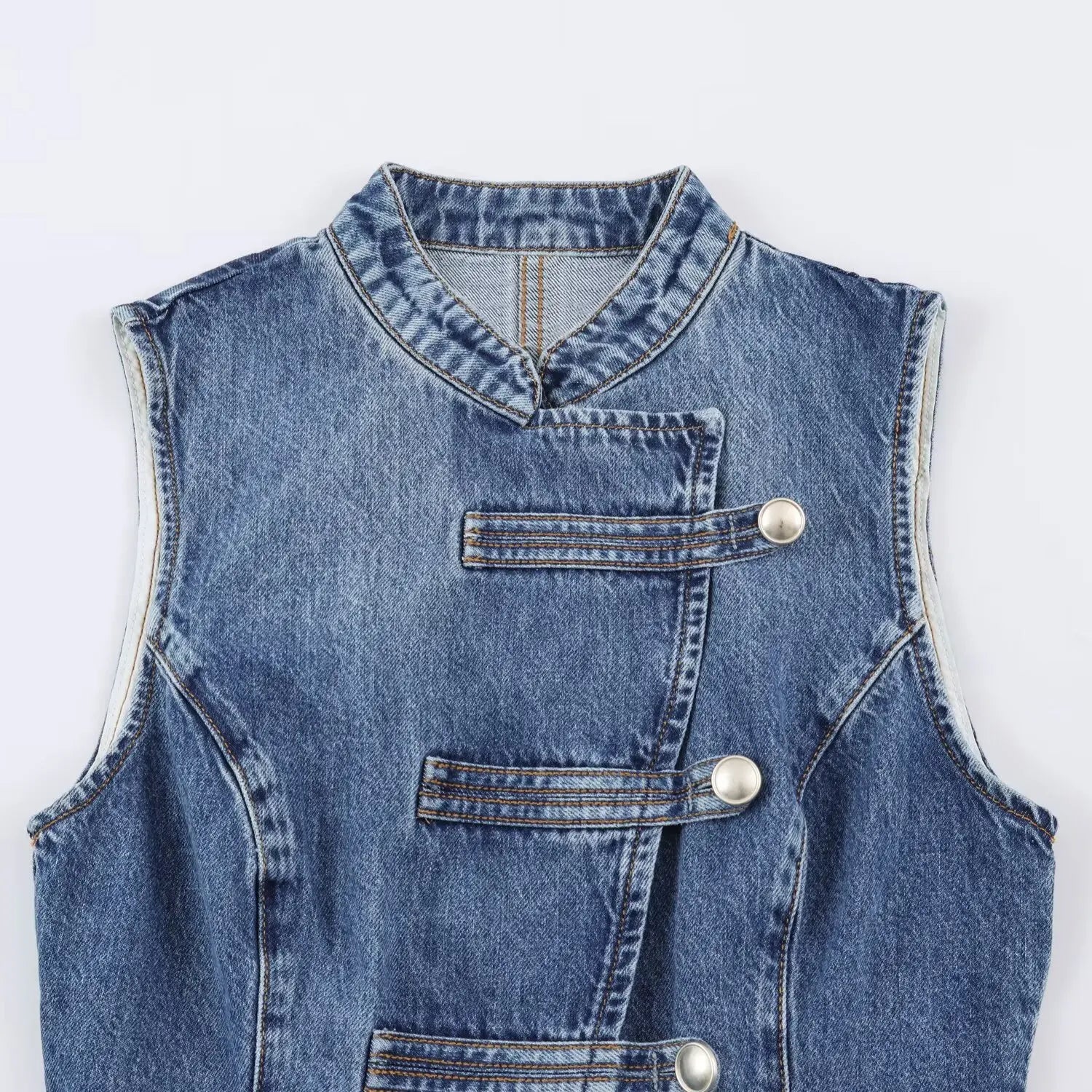 Women's Tops 2026 Summer New Fashion Retro Denim Blouse Women's Chic Summer Travel Joker Youth Blouse Vest