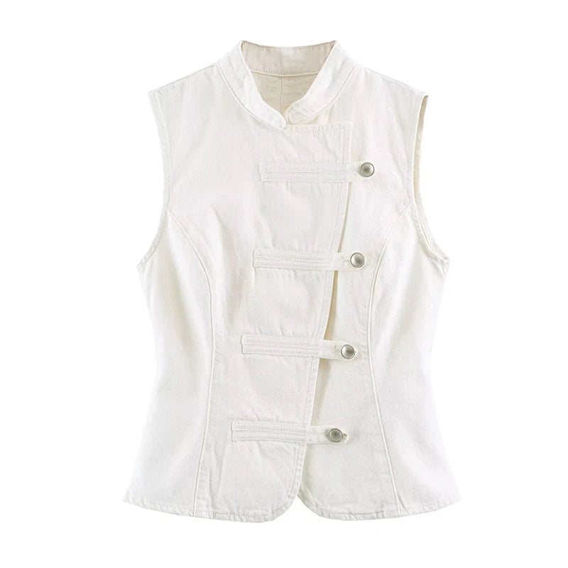 Women's Tops 2026 Summer New Fashion Retro Denim Blouse Women's Chic Summer Travel Joker Youth Blouse Vest