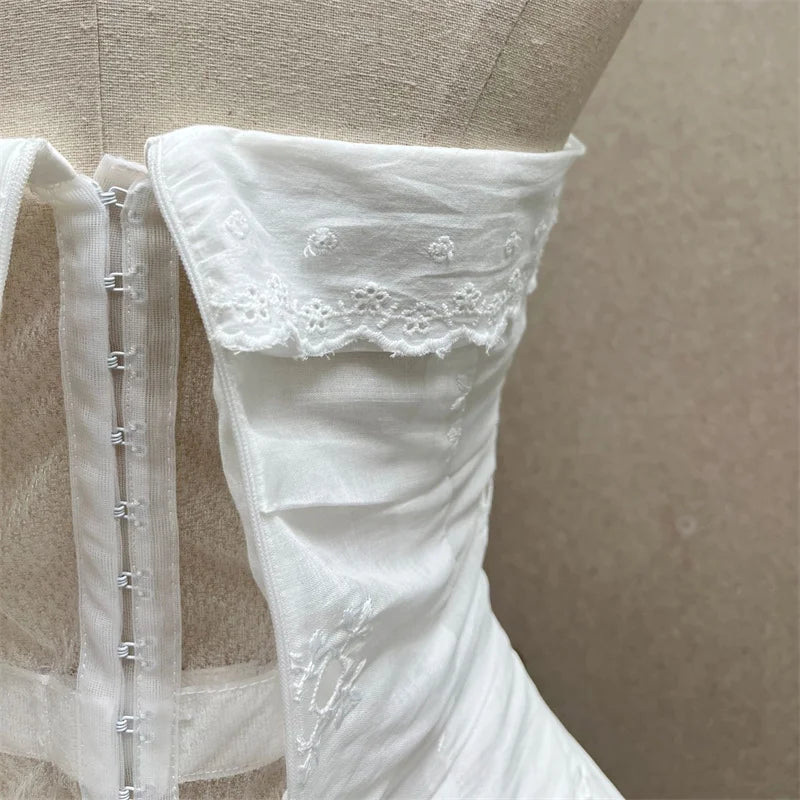 Women's vest New flower embroidered sleeveless top for summer 2026 Sexy backless women's corset Cotton linen blend tanks top y2k