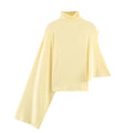 HH Women Spring Fashion Versatile High Neck Drape Asymmetric Top Female Sexy Elegant Slim High Street Casual Commuting Party Top
