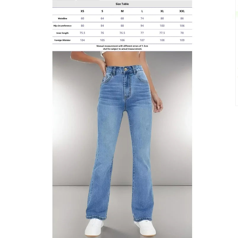 New women's hot jeans slimming European and American style casual versatile high waist washed Denim trousers for women