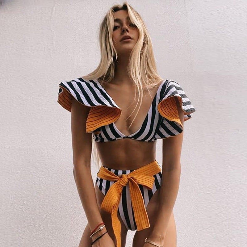 Two-Pieces Women Floral 2023 Push-Up Padded Bra Ruffles Bandage Bikini Set Swimsuit Swimwear Bathing Suit Beachwear Biquini