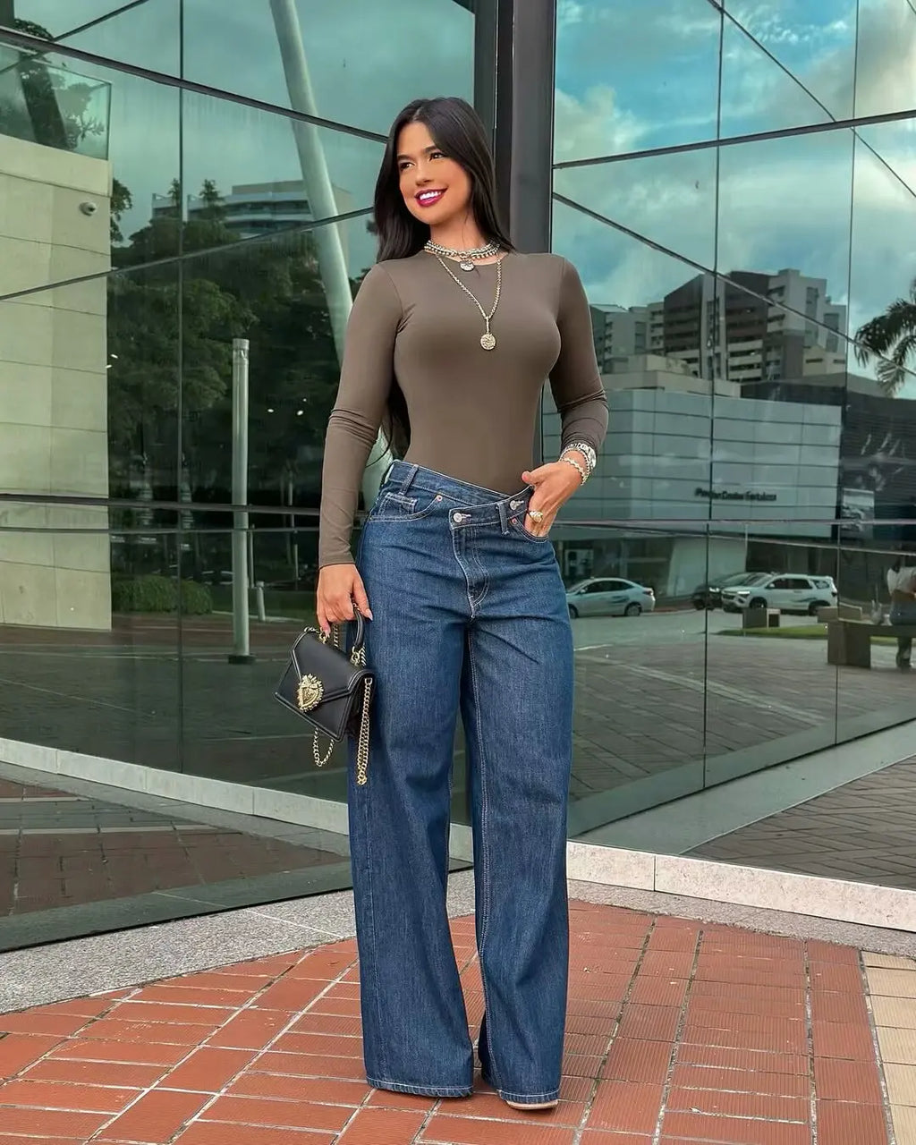 Woman Jeans Pants 2025 Spring High Waist Wide Leg Straight Fit Blue Casual Vintage Versatile Daily Streetwear Denim Jeans