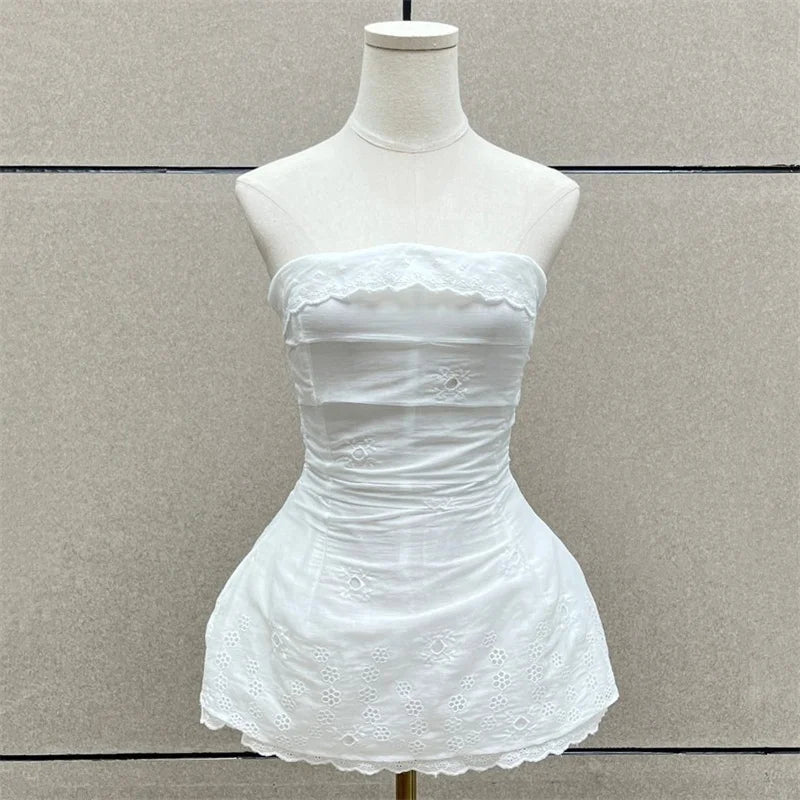 Women's vest New flower embroidered sleeveless top for summer 2026 Sexy backless women's corset Cotton linen blend tanks top y2k