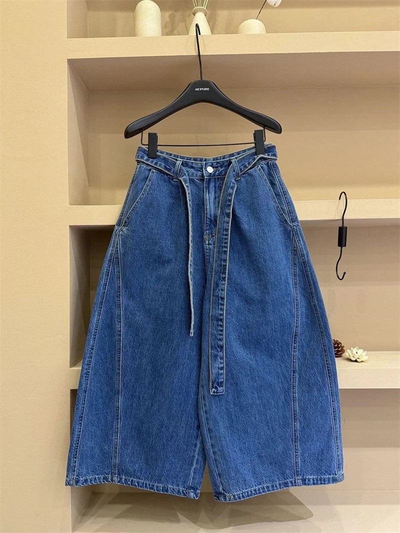 Women's Jeans Summer Autumn New High-end Casual High Waisted Straight Leg Wide Leg Pants Woman Seven or Eight Inch Denim Pants