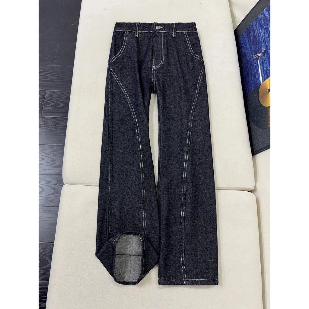 Men's Jeans Man Pants Vintage Style Flared Slim Fit  Denim American High Street Design Trendy