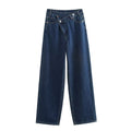 Woman Jeans Pants 2025 Spring High Waist Wide Leg Straight Fit Blue Casual Vintage Versatile Daily Streetwear Denim Jeans