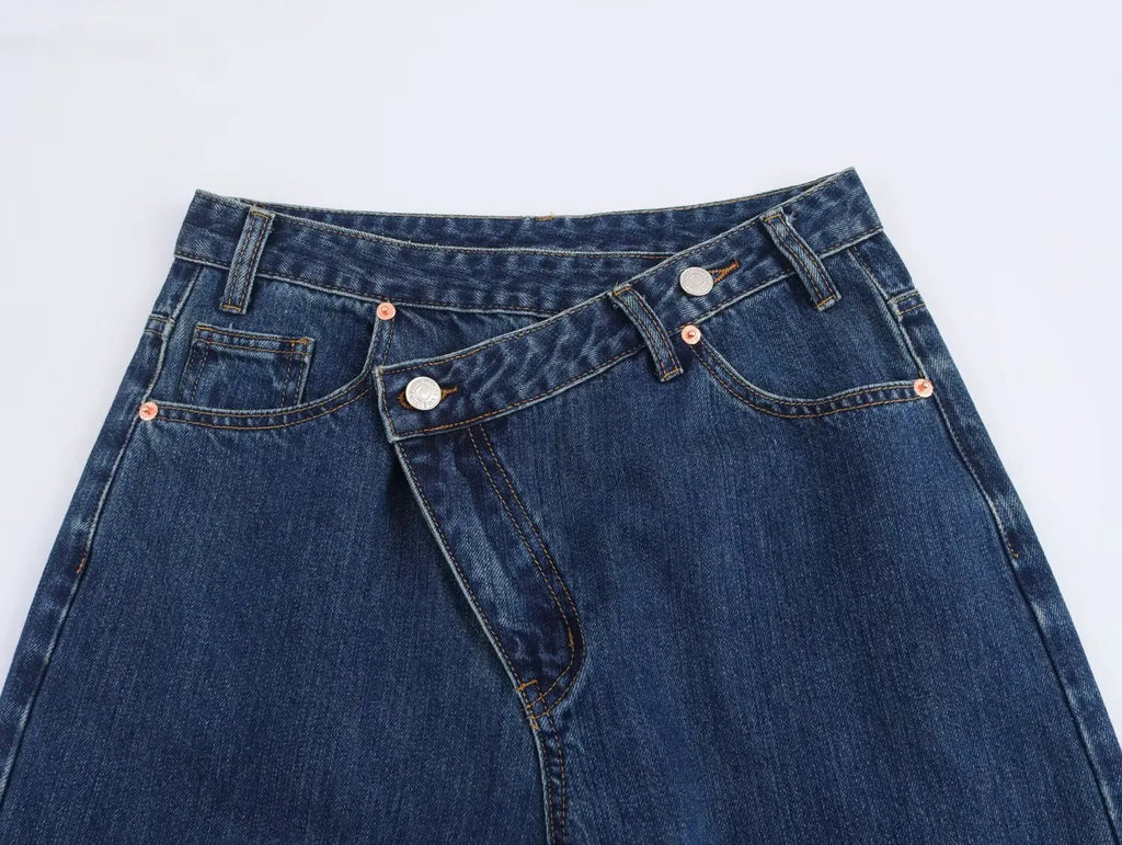 Woman Jeans Pants 2025 Spring High Waist Wide Leg Straight Fit Blue Casual Vintage Versatile Daily Streetwear Denim Jeans