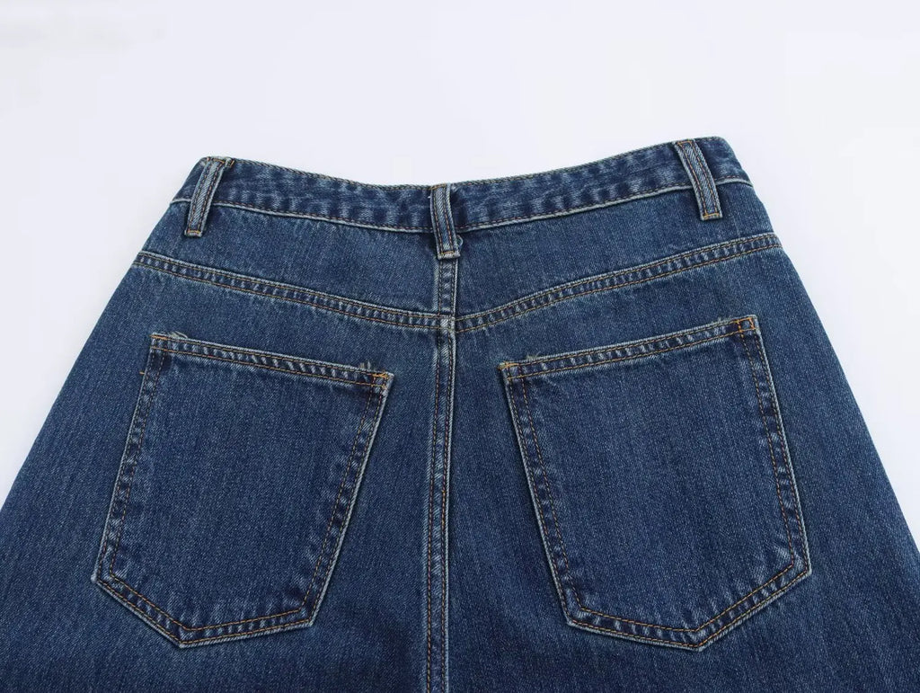 Woman Jeans Pants 2025 Spring High Waist Wide Leg Straight Fit Blue Casual Vintage Versatile Daily Streetwear Denim Jeans