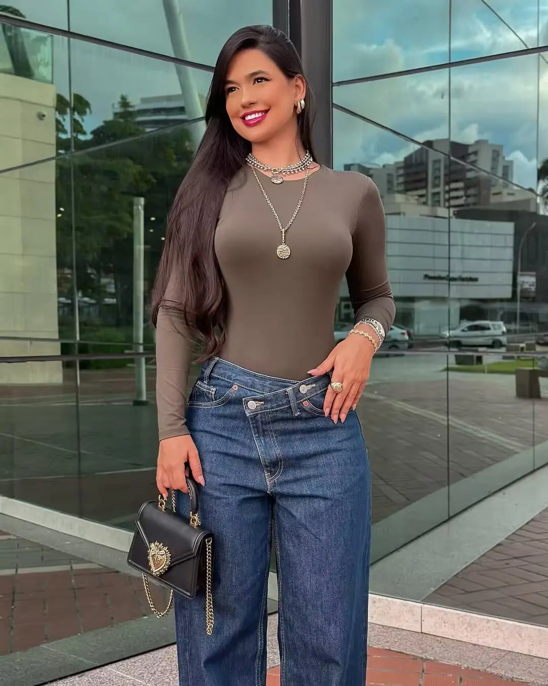 Woman Jeans Pants 2025 Spring High Waist Wide Leg Straight Fit Blue Casual Vintage Versatile Daily Streetwear Denim Jeans