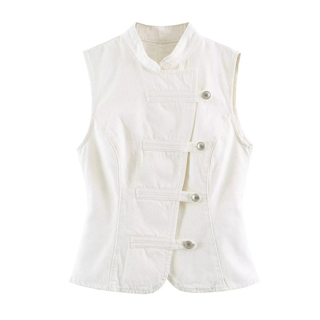 Women's Tops 2026 Summer New Fashion Retro Denim Blouse Women's Chic Summer Travel Joker Youth Blouse Vest
