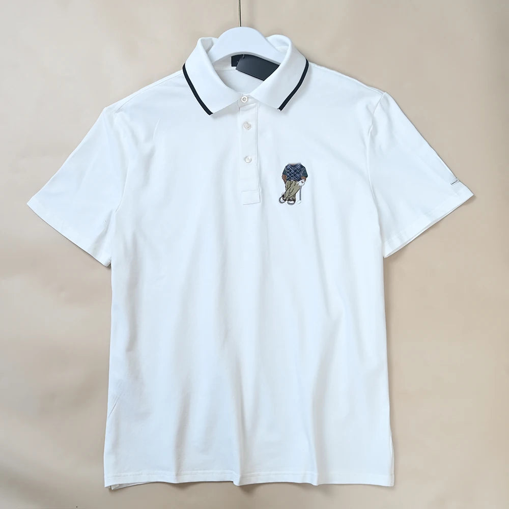 Men's  Shirt Short Sleeve Embroidered Pattern Breathable Standard Fit Summer New Style T-Shirt Male Model Clothing