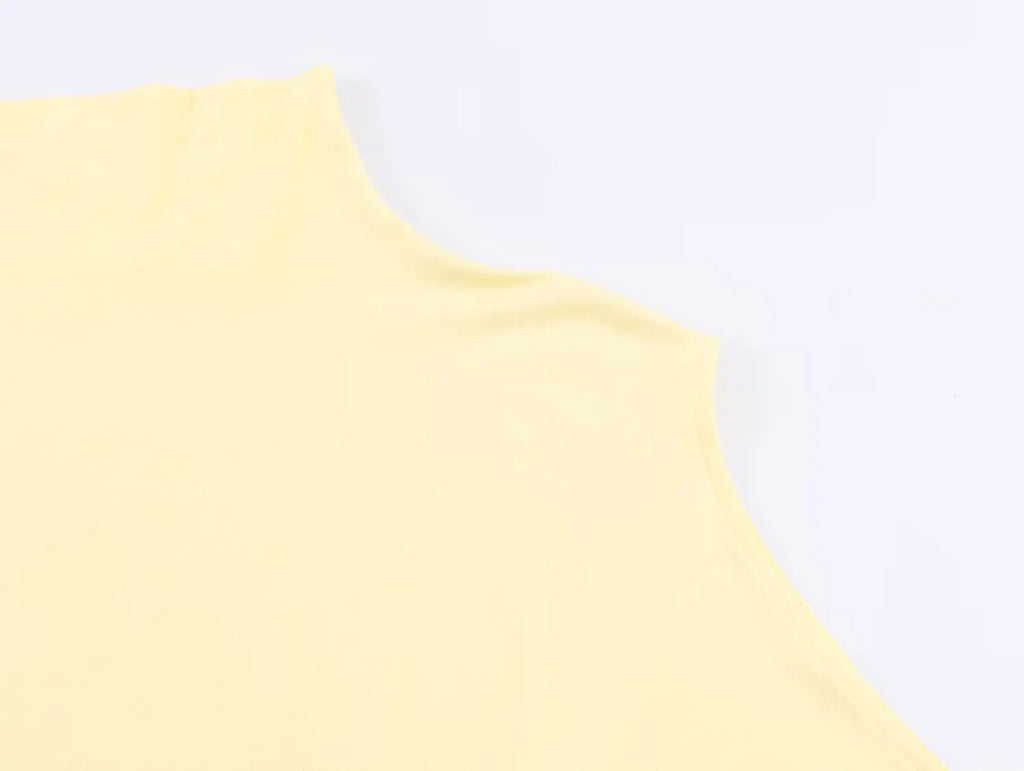 HH Women Spring Fashion Versatile High Neck Drape Asymmetric Top Female Sexy Elegant Slim High Street Casual Commuting Party Top