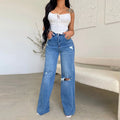2026 Women's Jeans Long High-waisted Ripped Rough Edge Hot-selling Comfortable Wide-leg Pants