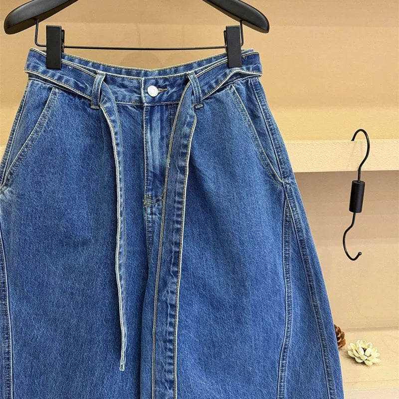 Women's Jeans Summer Autumn New High-end Casual High Waisted Straight Leg Wide Leg Pants Woman Seven or Eight Inch Denim Pants
