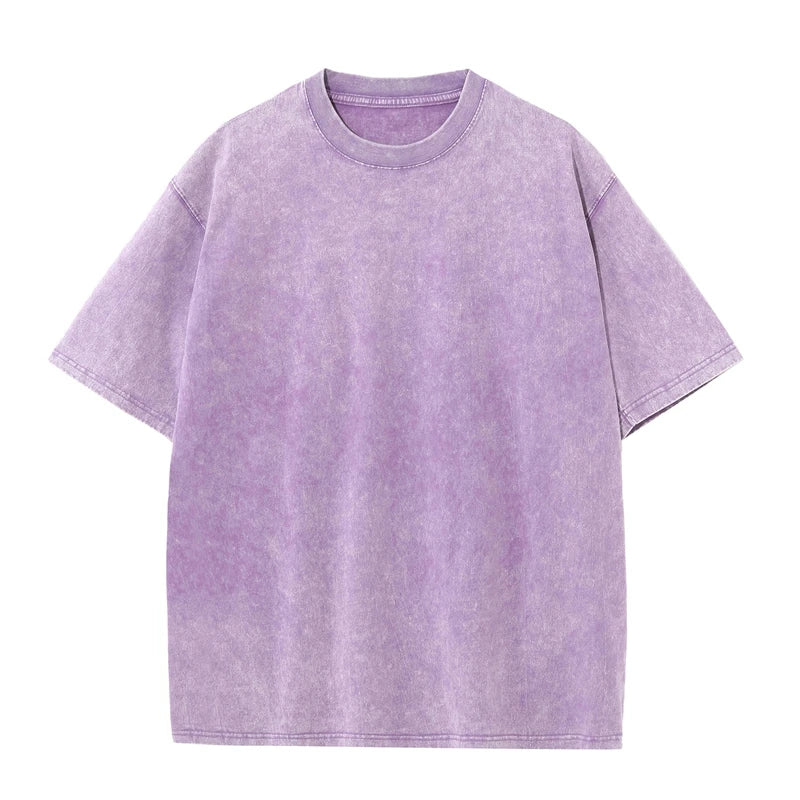 Men's Summer T-shirt 230G Heavy Cotton Vintage Washed T-Shirts Oversized Short Sleeve Loose Streetwear Short Sleeve Tops Tee