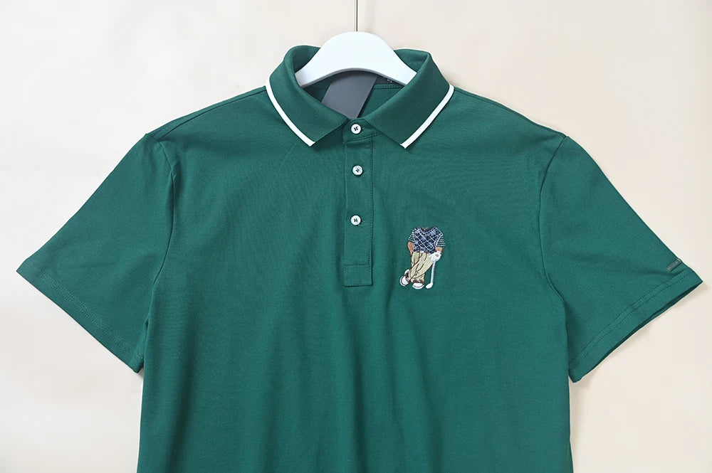 Men's  Shirt Short Sleeve Embroidered Pattern Breathable Standard Fit Summer New Style T-Shirt Male Model Clothing