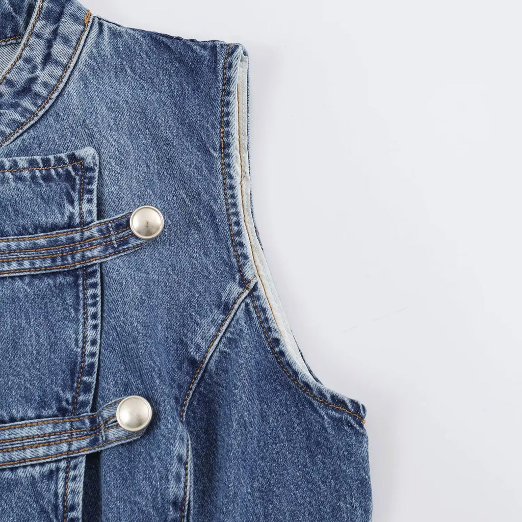 Women's Tops 2026 Summer New Fashion Retro Denim Blouse Women's Chic Summer Travel Joker Youth Blouse Vest