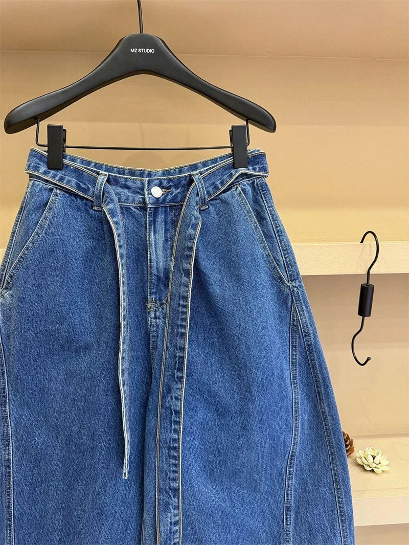 Women's Jeans Summer Autumn New High-end Casual High Waisted Straight Leg Wide Leg Pants Woman Seven or Eight Inch Denim Pants