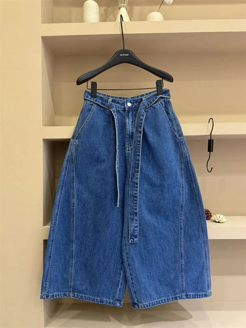 Women's Jeans Summer Autumn New High-end Casual High Waisted Straight Leg Wide Leg Pants Woman Seven or Eight Inch Denim Pants