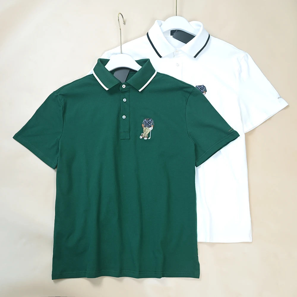 Men's  Shirt Short Sleeve Embroidered Pattern Breathable Standard Fit Summer New Style T-Shirt Male Model Clothing
