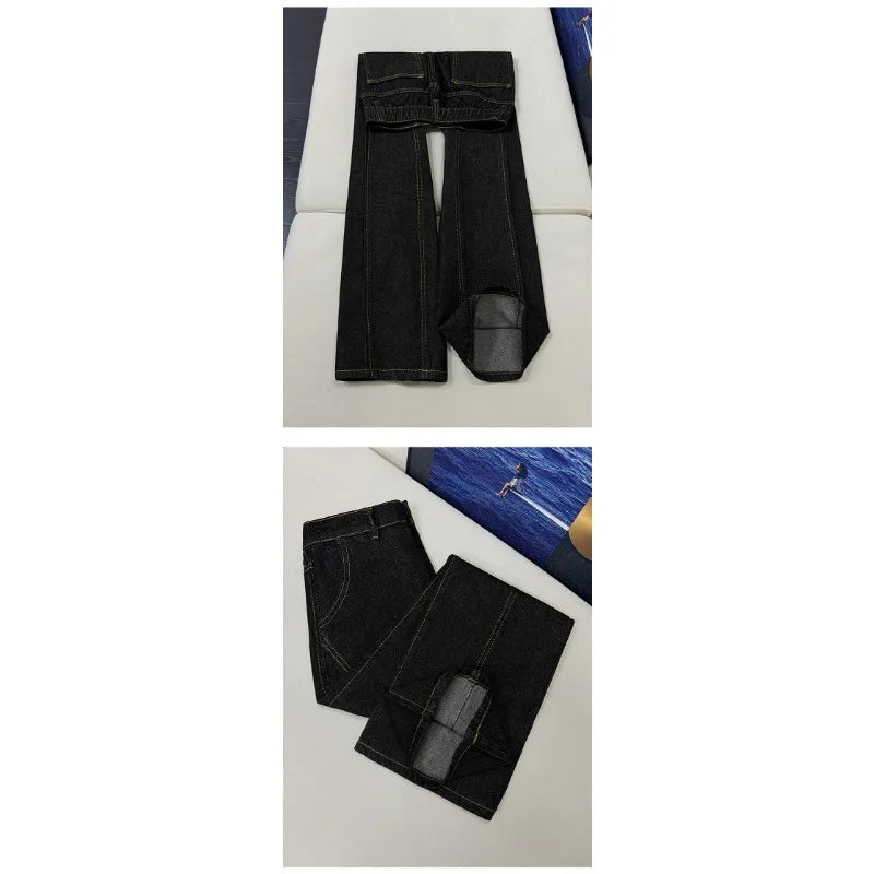 Men's Jeans Man Pants Vintage Style Flared Slim Fit  Denim American High Street Design Trendy