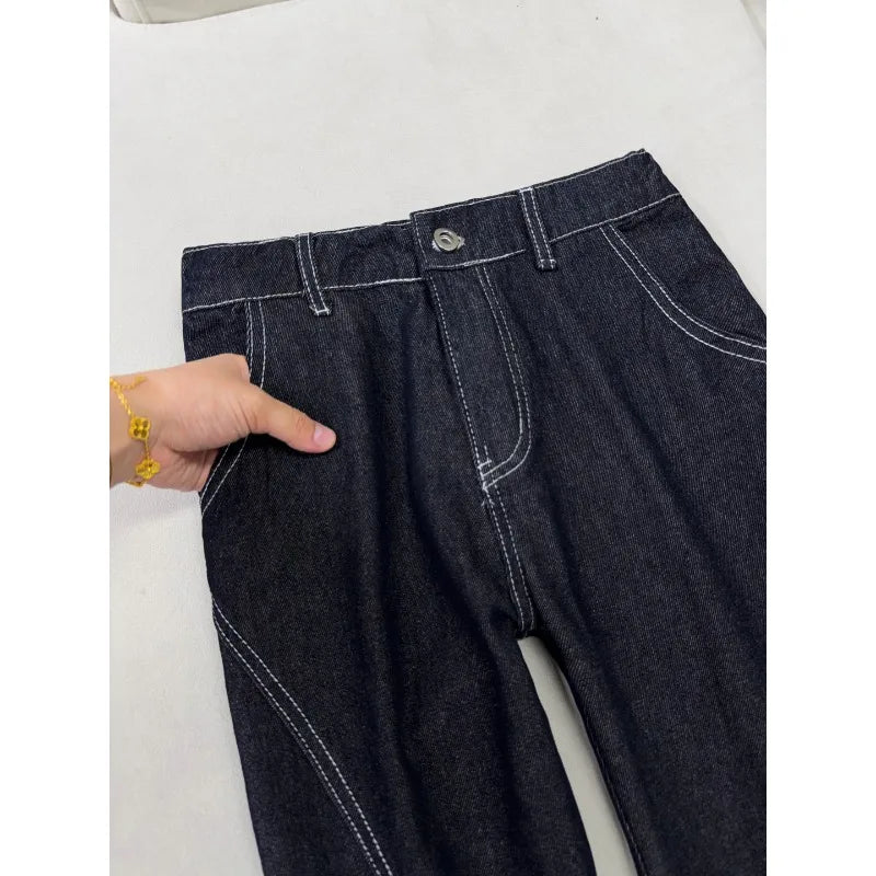 Men's Jeans Man Pants Vintage Style Flared Slim Fit  Denim American High Street Design Trendy