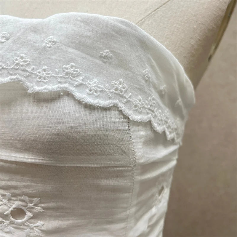 Women's vest New flower embroidered sleeveless top for summer 2026 Sexy backless women's corset Cotton linen blend tanks top y2k