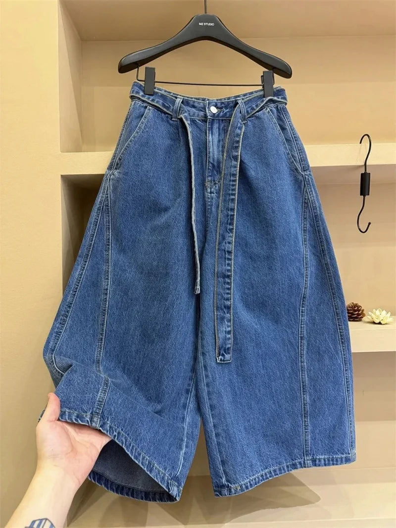 Women's Jeans Summer Autumn New High-end Casual High Waisted Straight Leg Wide Leg Pants Woman Seven or Eight Inch Denim Pants