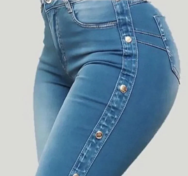 Women Jeans High Waist Strecth Denim Flare Pants Vintage Trousers Buttons Denims Streetwear Spring Autumn Female Floor Length