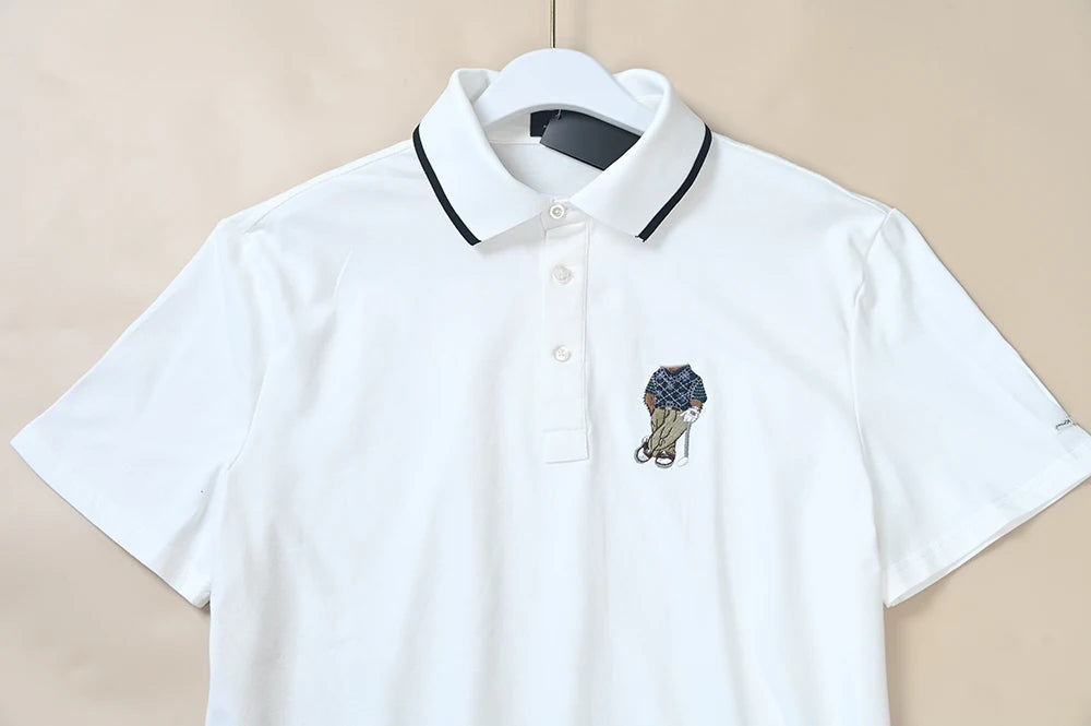 Men's  Shirt Short Sleeve Embroidered Pattern Breathable Standard Fit Summer New Style T-Shirt Male Model Clothing