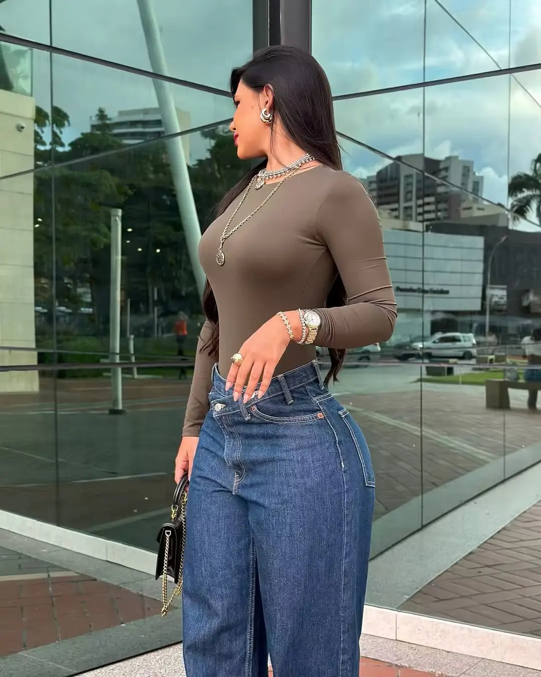Woman Jeans Pants 2025 Spring High Waist Wide Leg Straight Fit Blue Casual Vintage Versatile Daily Streetwear Denim Jeans