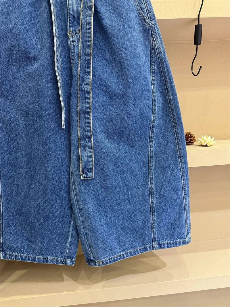 Women's Jeans Summer Autumn New High-end Casual High Waisted Straight Leg Wide Leg Pants Woman Seven or Eight Inch Denim Pants