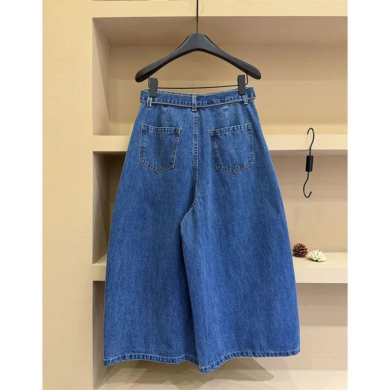 Women's Jeans Summer Autumn New High-end Casual High Waisted Straight Leg Wide Leg Pants Woman Seven or Eight Inch Denim Pants